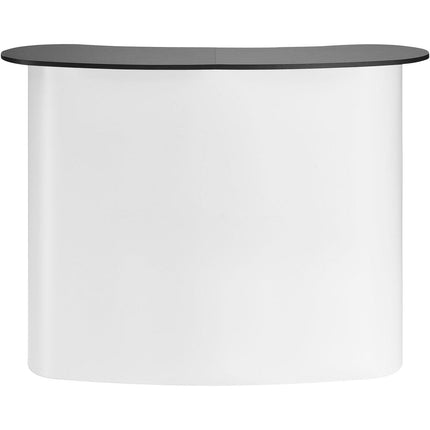 Portable Tradeshow Podium Table, 1300 x 465 x 950 mm, Display Exhibition Counter Stand Booth Fair with Wall, Foldable Promotion Retail Bar Table Pop Up Podium with Storage Rack, Carrying Bag.