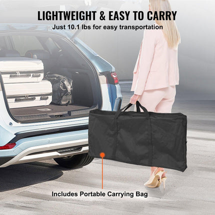 Folding Portable Bar Table, Tradeshow Podium Table for Indoor, Outdoor, Party, Picnic, Exhibition, Includes Carrying Case, Storage Shelf and Black Skirt, 38.39" x 15.16" x 34.25“.