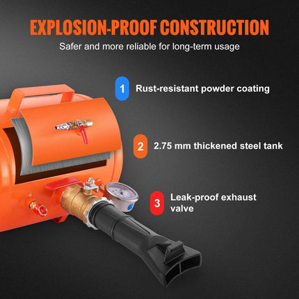 Tire Bead Seater, 5 Gal/19L Air Tire Bead Blaster with Pressure Gauge & Handle, 145 PSI Seating Tool Inflator Tank, 85-116 PSI Operating Pressure for Car Truck ATV.