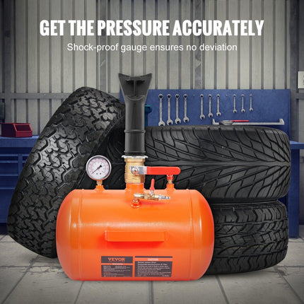 Tire Bead Seater, 5 Gal/19L Air Tire Bead Blaster with Pressure Gauge & Handle, 145 PSI Seating Tool Inflator Tank, 85-116 PSI Operating Pressure for Car Truck ATV.