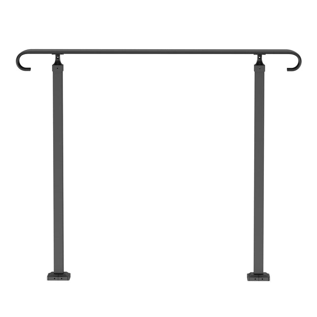 Handrails for Outdoor Steps, Fit 1-3 Steps Wrought Iron Handrail, Outdoor Stair Railing, Adjustable Front Porch Hand Rail, Black Transitional Hand railings for Concrete Steps or Wooden Stairs.