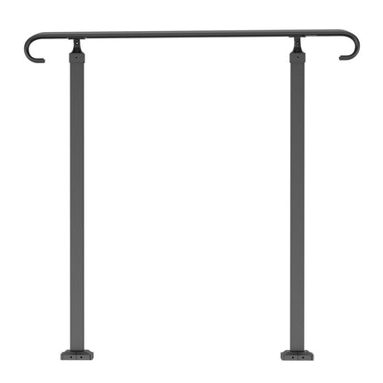 Handrails for Outdoor Steps, Fit 1-3 Steps Outdoor Stair Railing, Wrought Iron Handrail, Adjustable Front Porch Hand Rail, Black Transitional Hand railings for Concrete Steps or Wooden Stairs.