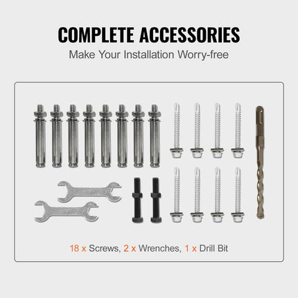 Handrails for Outdoor Steps, Fit 1-3 Steps Outdoor Stair Railing, Wrought Iron Handrail, Adjustable Front Porch Hand Rail, Black Transitional Hand railings for Concrete Steps or Wooden Stairs.