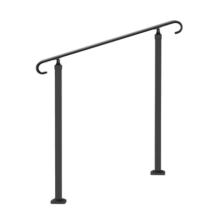 Handrails for Outdoor Steps, Fit 1-3 Steps Outdoor Stair Railing, Wrought Iron Handrail, Adjustable Front Porch Hand Rail, Black Transitional Hand railings for Concrete Steps or Wooden Stairs.
