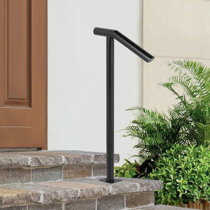 Single Post 1-2, Black Steel Railing 441LBS Capacity Baking Varnish Iron Stairs Stylish Handrails for Outdoor Steps with Expansion Bolts & Drill Bit.