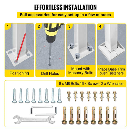 3-Step Handrails for Outdoor Steps Fits 1 or 3 Steps Matte White Stair Rail Wrought Iron Handrail with Installation Kit Hand Rails for Outdoor Step.