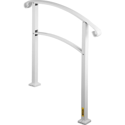 3-Step Handrails for Outdoor Steps Fits 1 or 3 Steps Matte White Stair Rail Wrought Iron Handrail with Installation Kit Hand Rails for Outdoor Step.