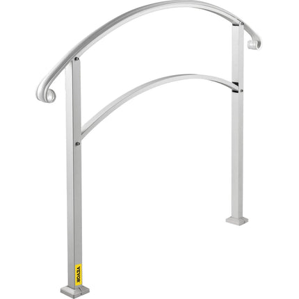 3-Step Handrails for Outdoor Steps Fits 1 or 3 Steps Matte White Stair Rail Wrought Iron Handrail with Installation Kit Hand Rails for Outdoor Step.
