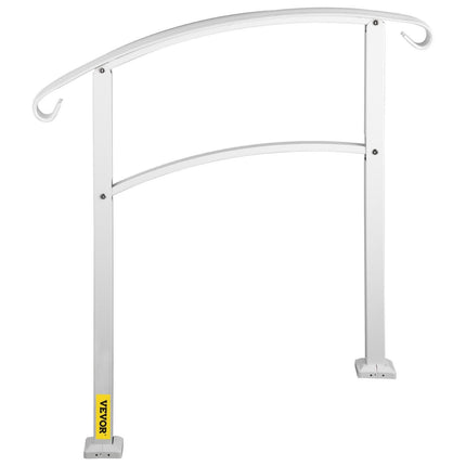 3-Step Handrails for Outdoor Steps Fits 1 or 3 Steps Matte White Stair Rail Wrought Iron Handrail with Installation Kit Hand Rails for Outdoor Step.