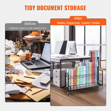Blueprint Storage Rack 50 Slots Mobile Roll File Holder for Architectural.