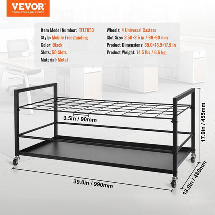 Blueprint Storage Rack 50 Slots Mobile Roll File Holder for Architectural.