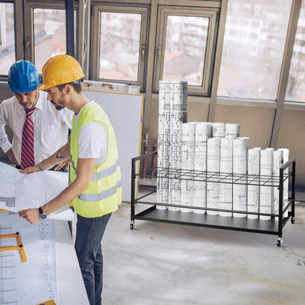 Blueprint Storage Rack 50 Slots Mobile Roll File Holder for Architectural.