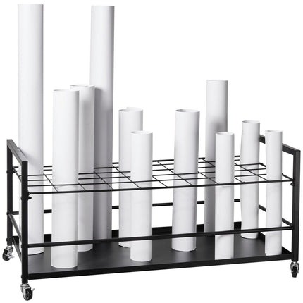 Blueprint Storage Rack 50 Slots Mobile Roll File Holder for Architectural.