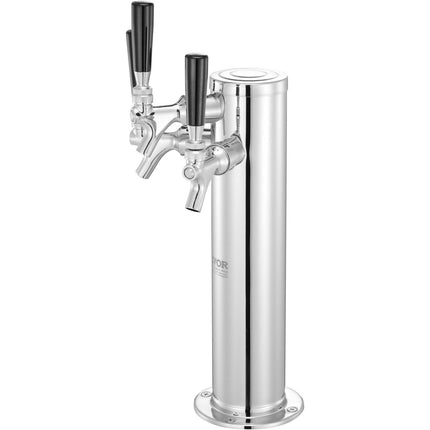 Triple Taps Draft Beer Tower Dispenser, Stainless Steel Keg Beer Tower, Kegerator Tower Kit with Pre-Assembled Tubing and Self-Closing Faucet Shanks for Party, Bar, Pub, Restaurant.