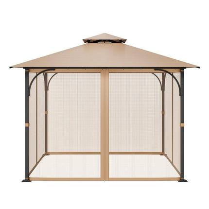 Gazebo Netting Replacement, Fit Most 10 x 10 x 7 FT Gazebo Curtain, Outdoor Garden Net, 4-Panel Sidewall Mesh Net, Patio Midge Netting with Double Zipper, Canopy Screen (Netting Only).