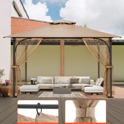 Gazebo Netting Replacement, Fit Most 10 x 10 x 7 FT Gazebo Curtain, Outdoor Garden Net, 4-Panel Sidewall Mesh Net, Patio Midge Netting with Double Zipper, Canopy Screen (Netting Only).
