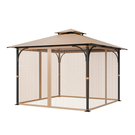 Gazebo Netting Replacement, Fit Most 10 x 10 x 7 FT Gazebo Curtain, Outdoor Garden Net, 4-Panel Sidewall Mesh Net, Patio Midge Netting with Double Zipper, Canopy Screen (Netting Only).