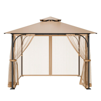 Gazebo Netting Replacement, Fit Most 10 x 10 x 7 FT Gazebo Curtain, Outdoor Garden Net, 4-Panel Sidewall Mesh Net, Patio Midge Netting with Double Zipper, Canopy Screen (Netting Only).