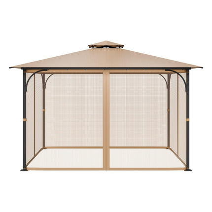 Gazebo Netting Replacement, Fit Most 10 x 12 x 7.3 FT Gazebo, Outdoor Garden Gazebo Net, 4-Panel Sidewall Mesh Gazebo Curtain, Patio Midge Netting with Double Zipper, Canopy Screen (Netting Only).