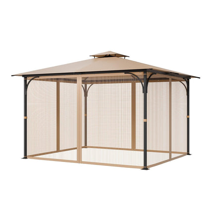 Gazebo Netting Replacement, Fit Most 10 x 12 x 7.3 FT Gazebo, Outdoor Garden Gazebo Net, 4-Panel Sidewall Mesh Gazebo Curtain, Patio Midge Netting with Double Zipper, Canopy Screen (Netting Only).