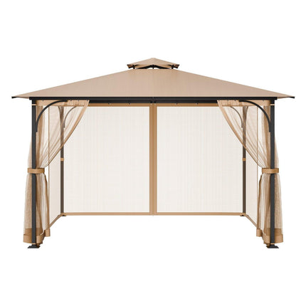 Gazebo Netting Replacement, Fit Most 10 x 12 x 7.3 FT Gazebo, Outdoor Garden Gazebo Net, 4-Panel Sidewall Mesh Gazebo Curtain, Patio Midge Netting with Double Zipper, Canopy Screen (Netting Only).