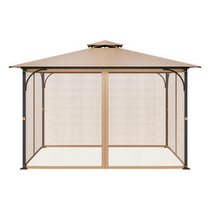 Gazebo Netting Replacement, Fit Most 10 x 12 x 7.3 FT Gazebo, Outdoor Garden Gazebo Net, 4-Panel Sidewall Mesh Gazebo Curtain, Patio Midge Netting with Double Zipper, Canopy Screen (Netting Only).