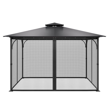Gazebo Netting Replacement, Fit Most 12 x 12 x 7.5 FT Gazebo Curtain, Outdoor Garden Net, 4-Panel Sidewall Mesh Net, Patio Midge Netting with Double Zipper, Canopy Screen (Netting Only).