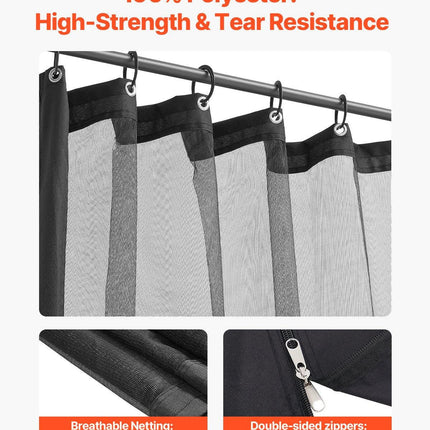 Gazebo Netting Replacement, Fit Most 12 x 12 x 7.5 FT Gazebo Curtain, Outdoor Garden Net, 4-Panel Sidewall Mesh Net, Patio Midge Netting with Double Zipper, Canopy Screen (Netting Only).