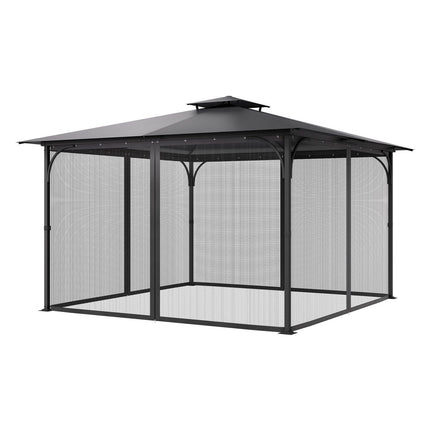 Gazebo Netting Replacement, Fit Most 12 x 12 x 7.5 FT Gazebo Curtain, Outdoor Garden Net, 4-Panel Sidewall Mesh Net, Patio Midge Netting with Double Zipper, Canopy Screen (Netting Only).