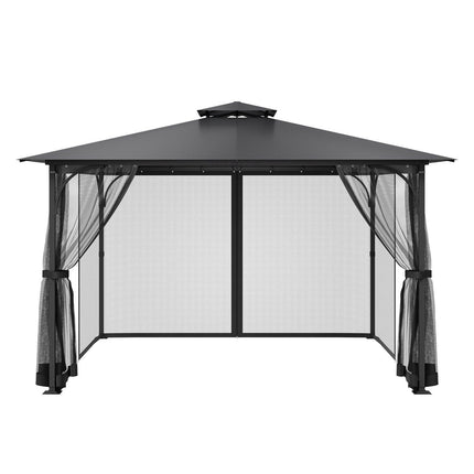 Gazebo Netting Replacement, Fit Most 12 x 12 x 7.5 FT Gazebo Curtain, Outdoor Garden Net, 4-Panel Sidewall Mesh Net, Patio Midge Netting with Double Zipper, Canopy Screen (Netting Only).