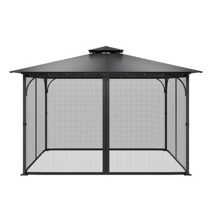 Gazebo Netting Replacement, Fit Most 12 x 12 x 7.5 FT Gazebo Curtain, Outdoor Garden Net, 4-Panel Sidewall Mesh Net, Patio Midge Netting with Double Zipper, Canopy Screen (Netting Only).
