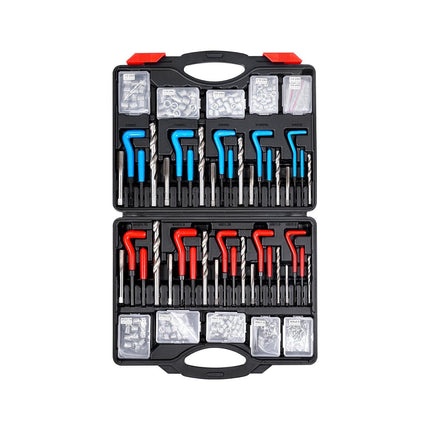 Helicoil Thread Repair Kit, 338-Piece SAE and Metric Rethreading Tool Kit, M5, M6, M8, M10, M12, 1/4", 5/16", 3/8", 7/16", 1/2", HSS Drill Bits Thread Inserts Taps Breakoff Installation Tools.