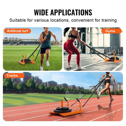 Weight Power Pull Push Sled Fitness Strength Speed Training Sled Orange.