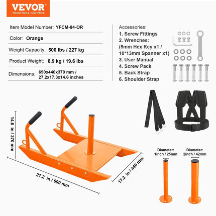 Weight Power Pull Push Sled Fitness Strength Speed Training Sled Orange.