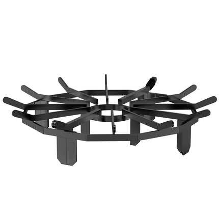 Log Grate, 27 inch Heavy Duty Wheel Fire Grate with 6 Support Legs, Solid Powder-coated Steel Bars, Log Firewood Burning Rack Holder for Wood Stove and Outdoor Camping Fire Pit.