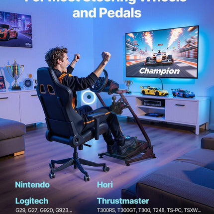 Racing Wheel Stand, Adjustable & Foldable Simulator Stand for Logitech G29 G27 G920 G923, Thrustmaster T300RS T300GT T248 TS-PC TSXW Gaming Cockpit,Pedals Simulator NOT Included.