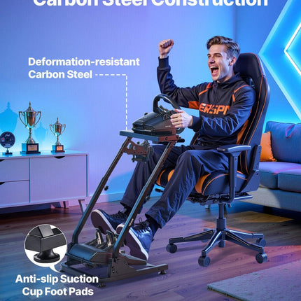 Racing Wheel Stand, Adjustable & Foldable Simulator Stand for Logitech G29 G27 G920 G923, Thrustmaster T300RS T300GT T248 TS-PC TSXW Gaming Cockpit,Pedals Simulator NOT Included.
