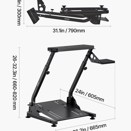 Racing Wheel Stand, Adjustable & Foldable Simulator Stand for Logitech G29 G27 G920 G923, Thrustmaster T300RS T300GT T248 TS-PC TSXW Gaming Cockpit,Pedals Simulator NOT Included.