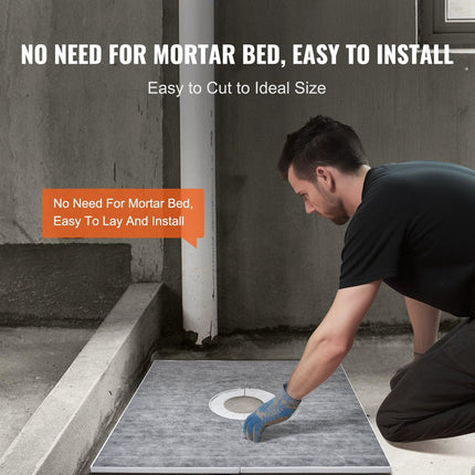 Shower Curb Kit, 914x914mm Shower Pan Kit with 160mm Central Drain, Lightweight EPS Shower Installation Kits with 2 Waterproof Cloths, Shower Pan Slope Sticks Fit for Bathroom.