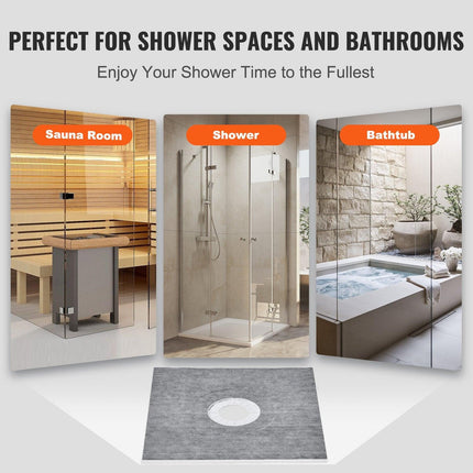 Shower Curb Kit, 914x914mm Shower Pan Kit with 160mm Central Drain, Lightweight EPS Shower Installation Kits with 2 Waterproof Cloths, Shower Pan Slope Sticks Fit for Bathroom.