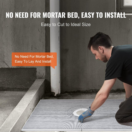 Shower Curb Kit, 1524x965mm Shower Pan Kit with 160mm Central Drain, Lightweight EPS Shower Installation Kits with 2 Waterproof Cloths, Shower Pan Slope Sticks Fit for Bathroom.