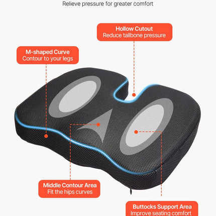 Seat Cushion, Memory Foam Seat Chair Cushion for Pressure Relief, Soft & Breathable Wheelchair Seat Pad with Removable Cover for Travel, Office, Car, Airplane - Lightweight and Portable.