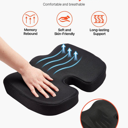 Seat Cushion, Memory Foam Seat Chair Cushion for Pressure Relief, Soft & Breathable Wheelchair Seat Pad with Removable Cover for Travel, Office, Car, Airplane - Lightweight and Portable.
