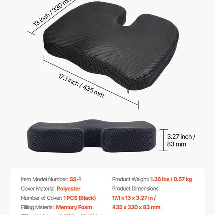 Seat Cushion, Memory Foam Seat Chair Cushion for Pressure Relief, Soft & Breathable Wheelchair Seat Pad with Removable Cover for Travel, Office, Car, Airplane - Lightweight and Portable.
