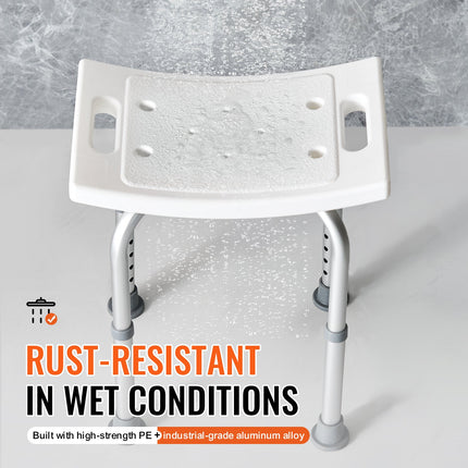 Shower Chair, Adjustable Height Shower Stool with Built-in Handles, Shower Seat for Inside Shower or Tub, Non-Slip Bench Bathtub Stool Seat for Elderly Disabled Handicap, 158.8 kg Capacity.