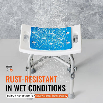Shower Chair, Adjustable Height Shower Stool with Crossbar Support, Shower Seat for Inside Shower or Tub, Non-Slip Bench Bathtub Stool Seat for Elderly Disabled Handicap, 226.8 kg Capacity.