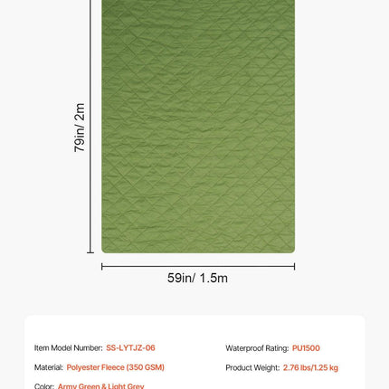 Camping Blanket 2.08 m x 1.4 m Warm Stadium Blanket 330GSM Outdoor Travel.