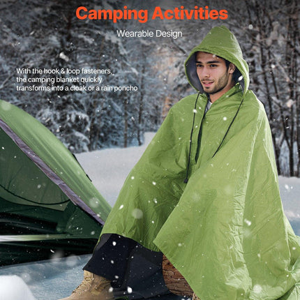 Camping Blanket 2 m x 1.5 m Wearable Warm Stadium Blanket Army Green.