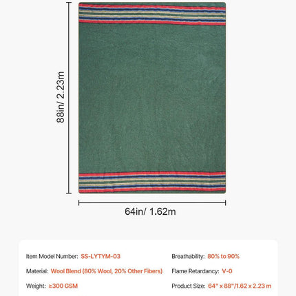 Wool Camping Blanket 1.62 m x 2.23 m for Camping Hiking Travel Texture.