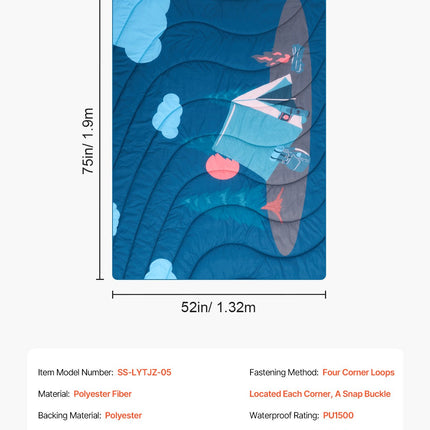 Camping Blanket 1.9 m x 1.32 m Wearable Warm Stadium Blanket Outdoor.